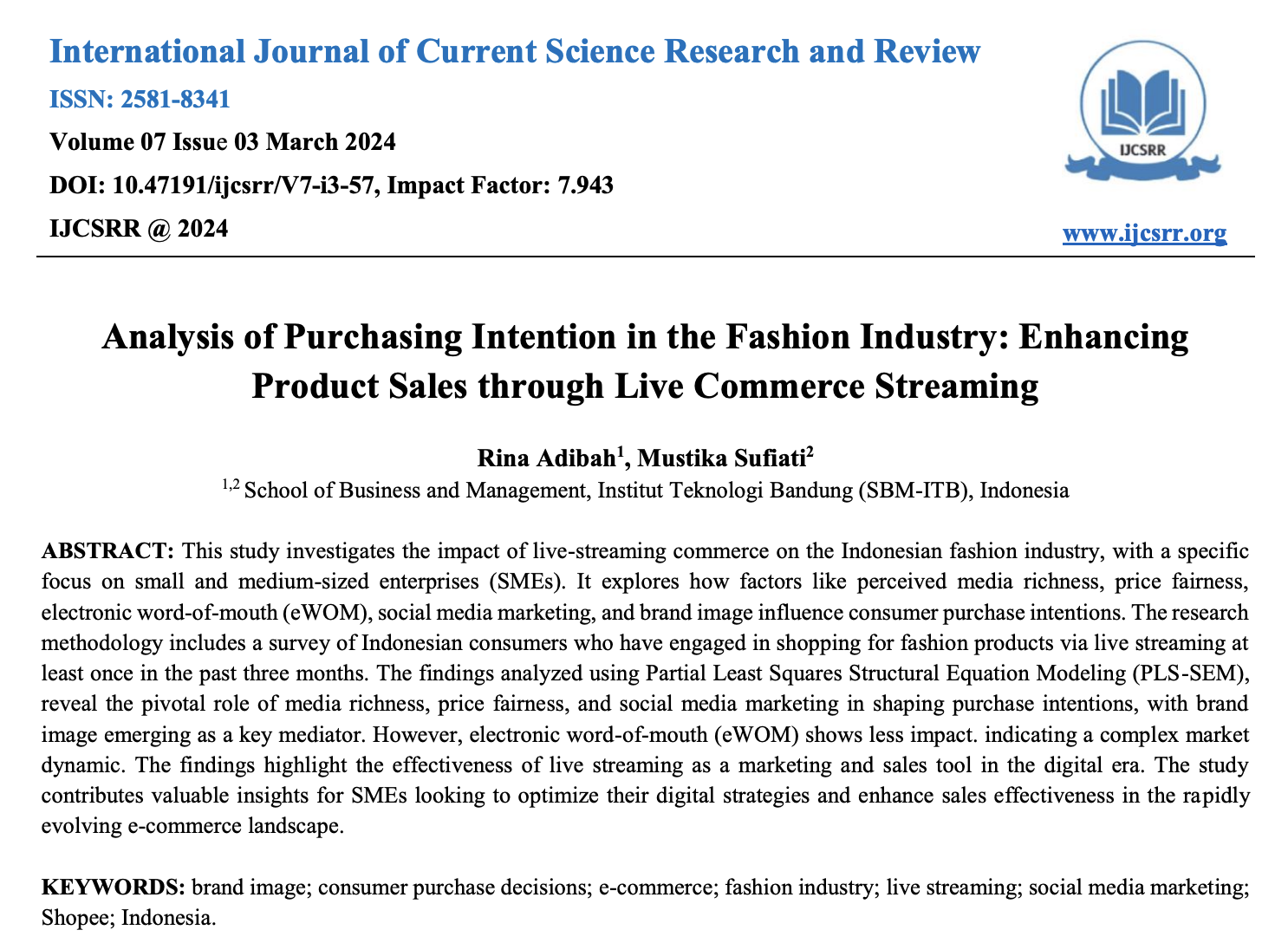 Live Commerce Fashion Industry Publication